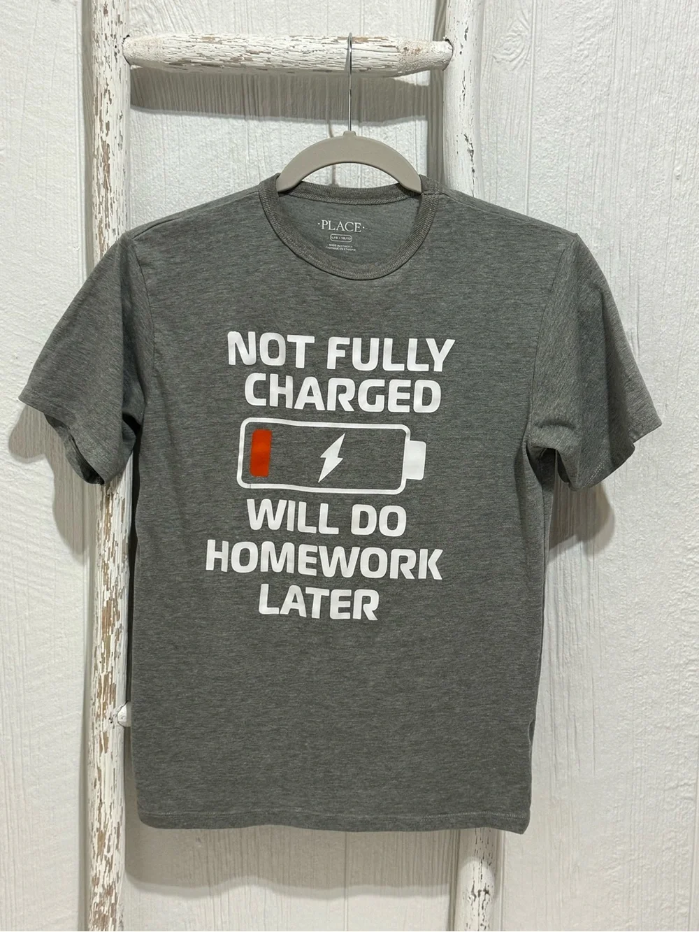 The Children's Place Green 'Not Fully Charged' Homework Graphic Tee